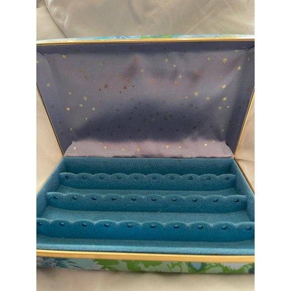 Antique/Vintage Blue/Green Floral Hard Jewelry Earring Case - Picture 2 of 10